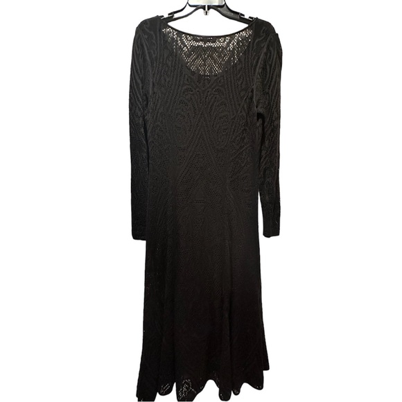 PERUVIAN CONNECTION Portia Pima Cotton Lace Crochet Dress Black L - Picture 4 of 7